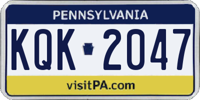 PA license plate KQK2047
