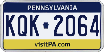 PA license plate KQK2064