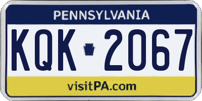 PA license plate KQK2067