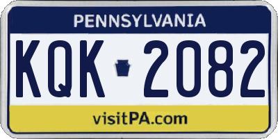 PA license plate KQK2082