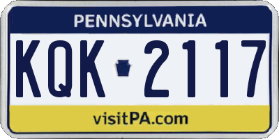 PA license plate KQK2117