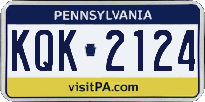 PA license plate KQK2124