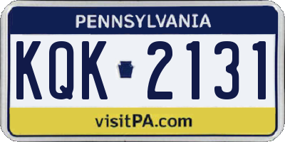 PA license plate KQK2131