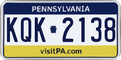 PA license plate KQK2138
