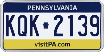 PA license plate KQK2139