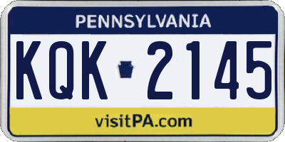 PA license plate KQK2145