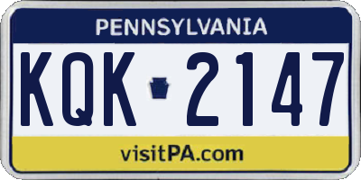 PA license plate KQK2147