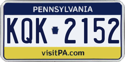 PA license plate KQK2152