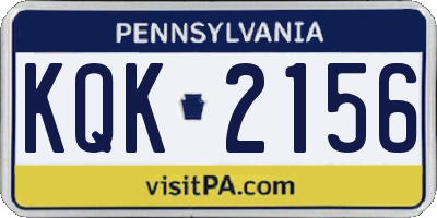 PA license plate KQK2156