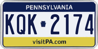 PA license plate KQK2174