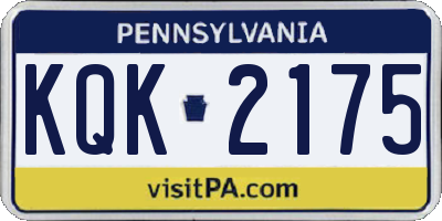 PA license plate KQK2175