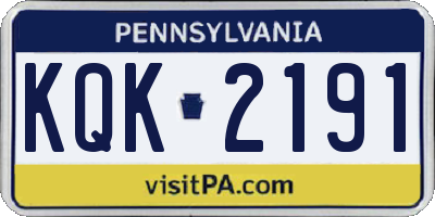 PA license plate KQK2191