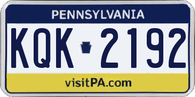 PA license plate KQK2192