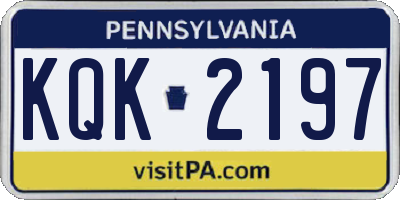 PA license plate KQK2197