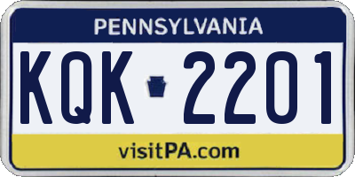 PA license plate KQK2201