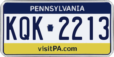 PA license plate KQK2213