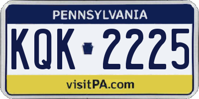 PA license plate KQK2225