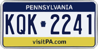 PA license plate KQK2241