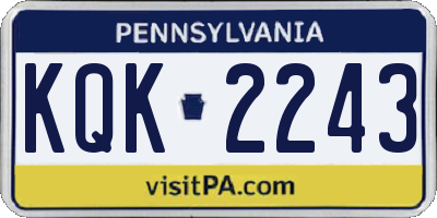 PA license plate KQK2243