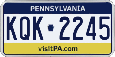 PA license plate KQK2245