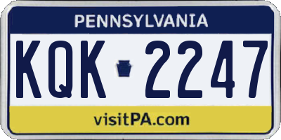 PA license plate KQK2247
