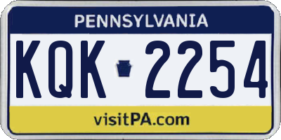 PA license plate KQK2254