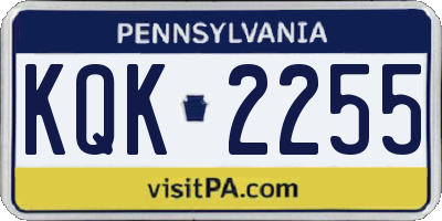 PA license plate KQK2255