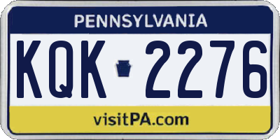 PA license plate KQK2276
