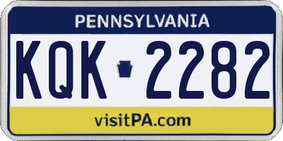 PA license plate KQK2282