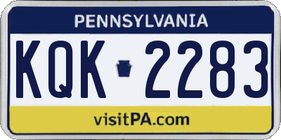 PA license plate KQK2283
