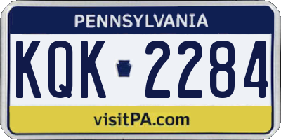 PA license plate KQK2284