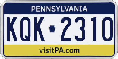 PA license plate KQK2310