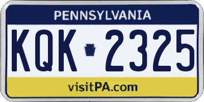 PA license plate KQK2325