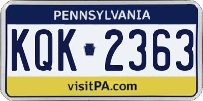 PA license plate KQK2363