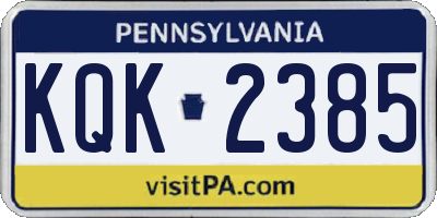 PA license plate KQK2385
