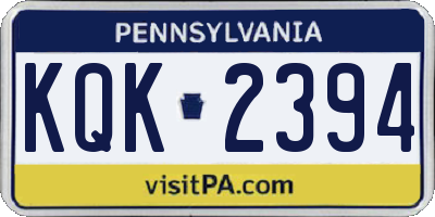 PA license plate KQK2394