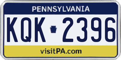 PA license plate KQK2396
