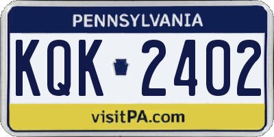 PA license plate KQK2402