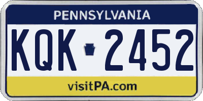 PA license plate KQK2452
