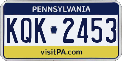 PA license plate KQK2453