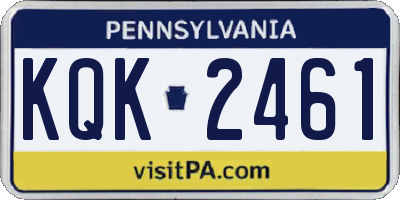 PA license plate KQK2461