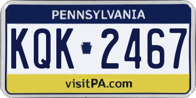 PA license plate KQK2467