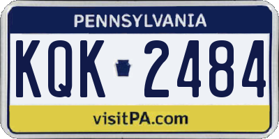 PA license plate KQK2484