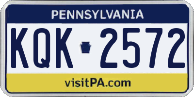 PA license plate KQK2572