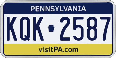 PA license plate KQK2587