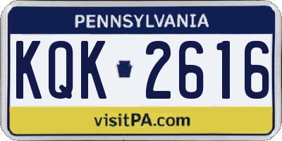 PA license plate KQK2616