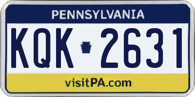 PA license plate KQK2631