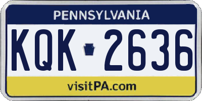 PA license plate KQK2636