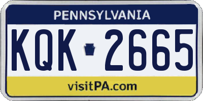 PA license plate KQK2665