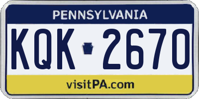 PA license plate KQK2670